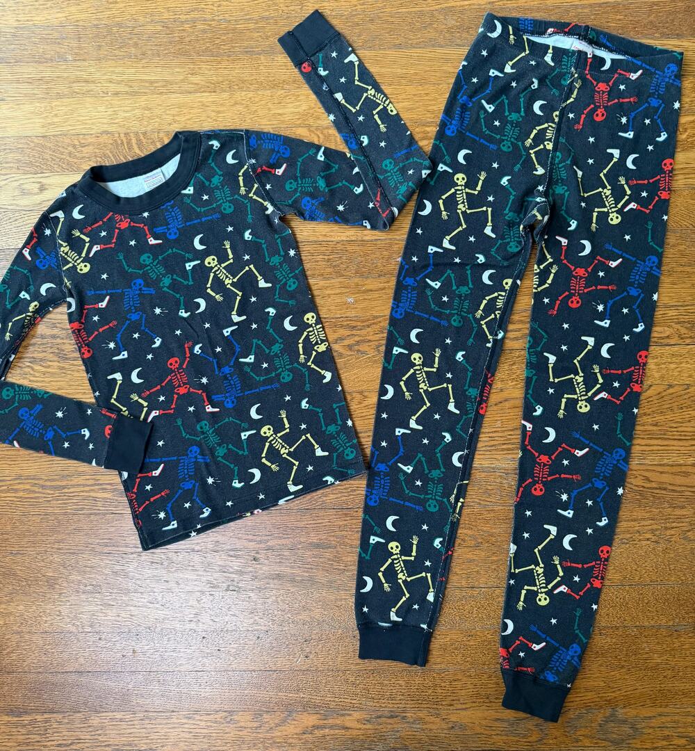 Hanna Andersson Colorful Skeleton Long John Pajamas Size 10